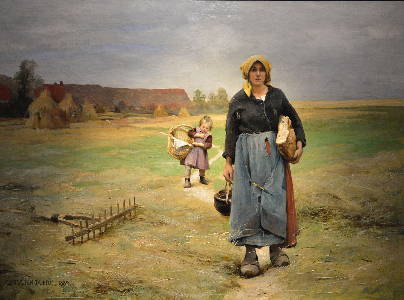 mother and child heading to the fields