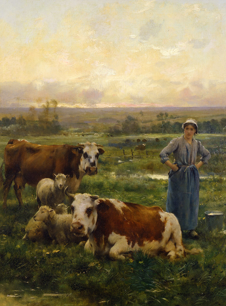 Shepherdess with Cows and Sheep in a Landscape - Julien Dupre