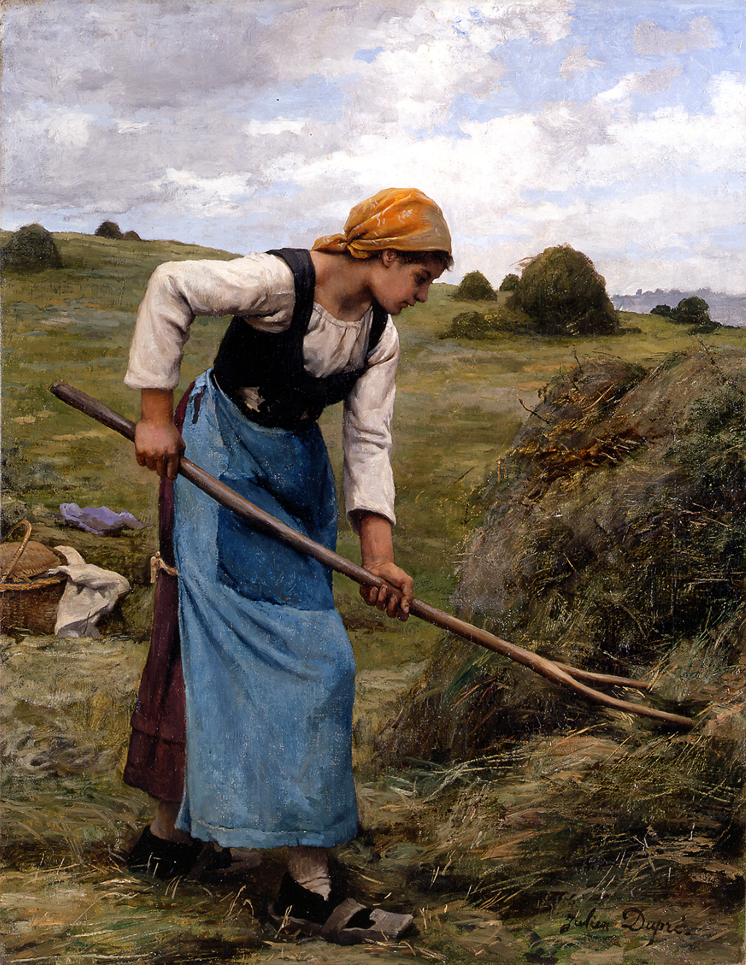 a women with a pitchfork in the field - The Harvester - Julien Dupre