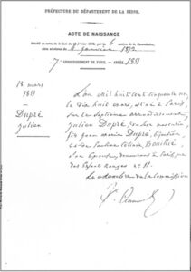Fig. 1.3 Birth certificate-Julien Dupré-part 3_border