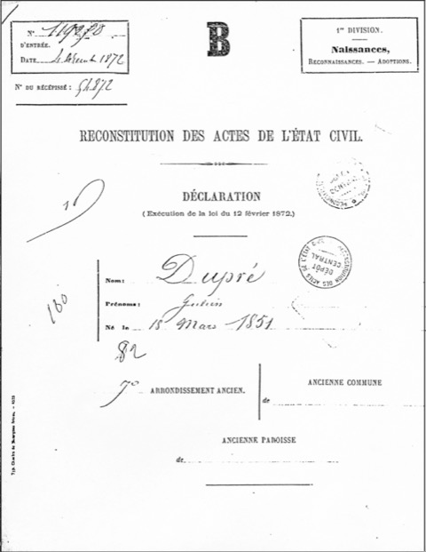 Fig. 1.1-Birth certificate-Julien Dupré-part 1_border
